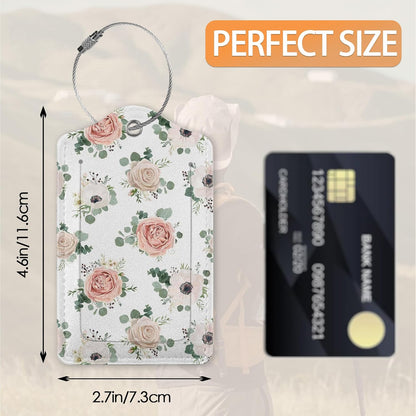 2 Pcs Luggage Tags for Suitcase,Watercolor Flowers Floral Blossom Luggage Tag Name Id Labels with Privacy Cover for Travel Backpack Women Men