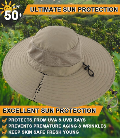 Home Prefer UPF50+ Mens Sun Hat Wide Brim Fishing Hat Foldable Large Brim UV Protection Sun Hat for Men Women Beach Gardening