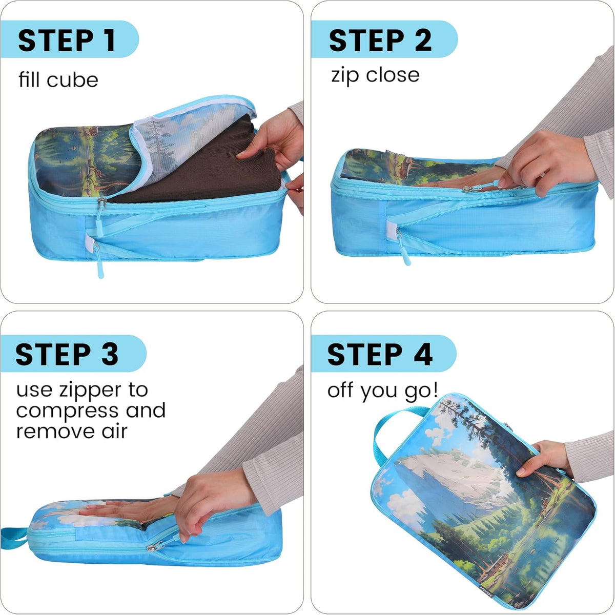 Lightweight Compression Packing Cubes for Suitcases, Compressible Expandable Travel Packing Organizer with Clear Toiletries and Backpack Bag, Travel Essentials for Carry on Luggage 7 Set