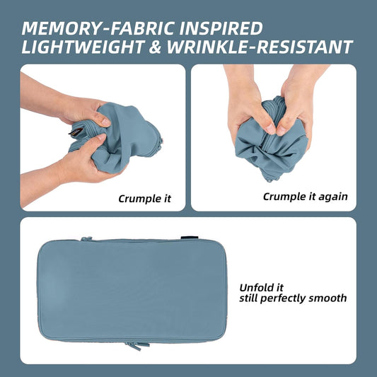 4 Piece Compression Packing Cubes for Suitcases and Backpack, Lightweight Travel Organizers (Gray Blue)