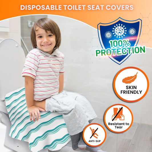 20 Extra Large Toilet Seat Covers Disposable for Kids & Adults-Toilet Covers Disposable for Travel-Toddler Toilet Seat Cover Liners for Potty Training-Individually Wrapped-Waterproof (Green)