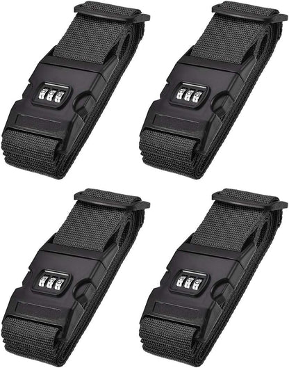 uxcell Luggage Straps Suitcase Belts with Buckle, Combination Lock, Adjustable Travel Packing Accessories