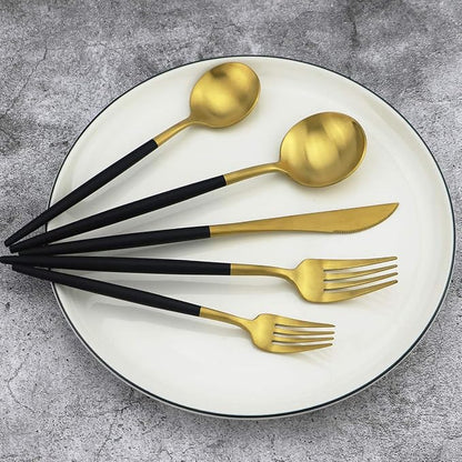 Gugrida 5-Piece 18/10 Stainless Steel Matte Gold Silverware Set, Kitchen - Image 3