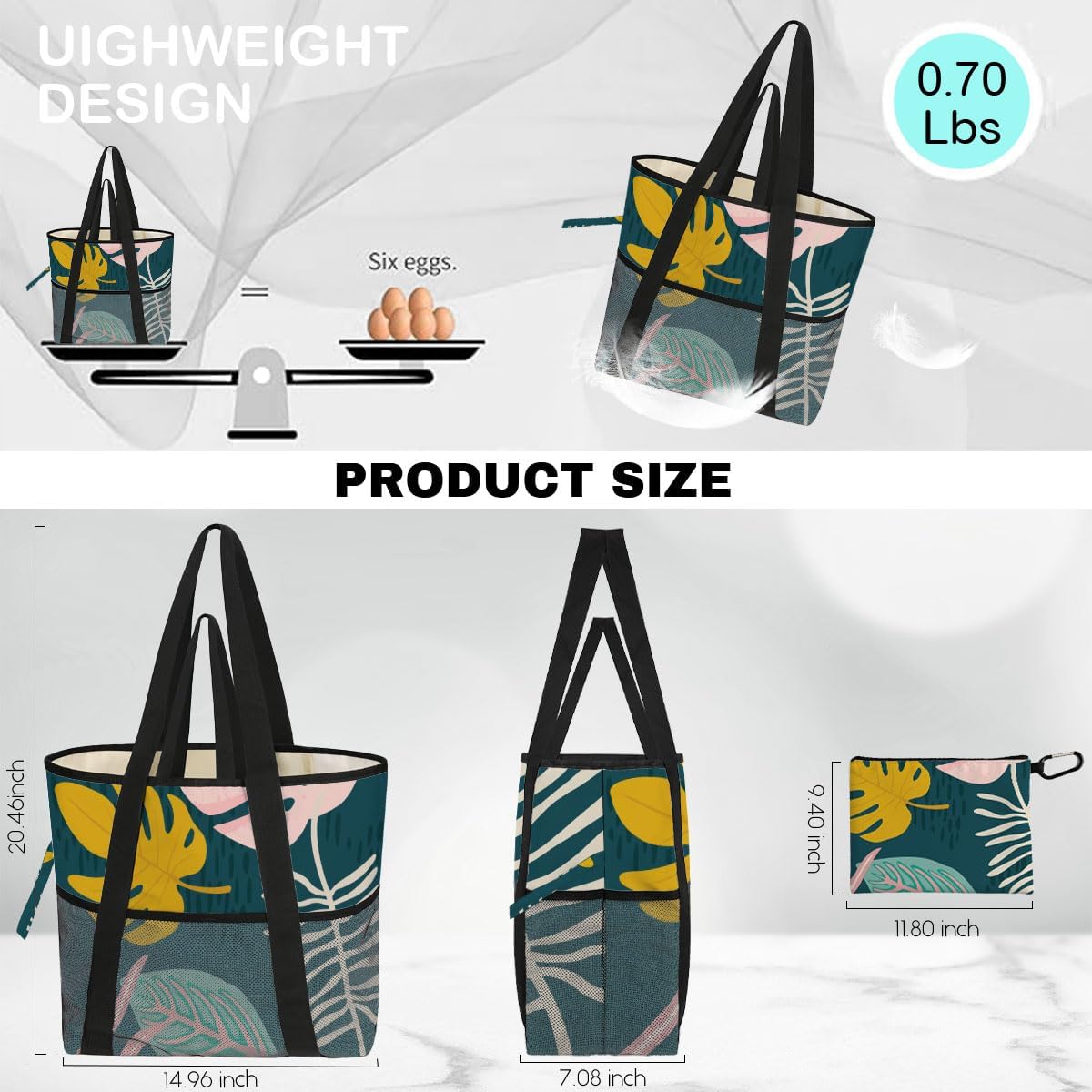 Sandproof Beach Bag with Zipper - 8-Pocket Waterproof Tote for Women & Family | Foldable Travel Swim Bag (Gift-Ready)