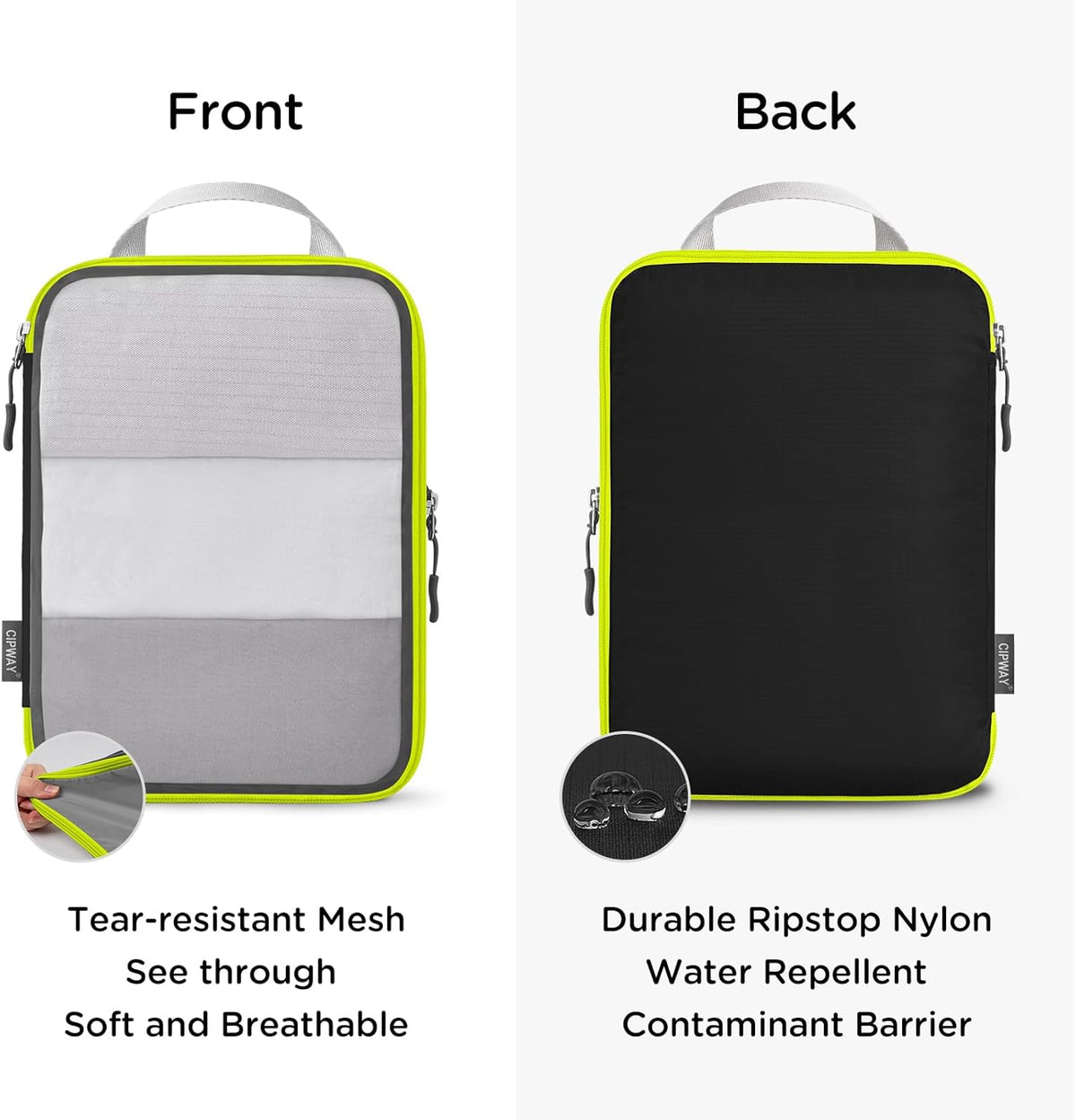 Cipway Compression Packing Cubes, See Through Mesh Luggage Organizer Bags, Travel Essentials for Carry on Suitcase with Laundry Bag and Clear Toiletries Bag（6Pcs,Black）