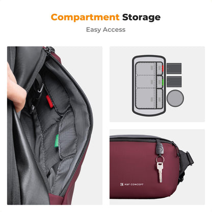 K&F Concept 2 in 1 Sling Bag Everyday Shoulder Bag & Multifunction Photography Crossbody Camera DSLR Backpack Portable Bag