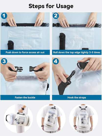 HEETA Dry Bag Waterproof for Women Men, 5L/10L/20L/30L/40L Roll Top Lightweight Dry Storage Bag Backpack with Phone Case for Travel Swimming Boating Kayaking Paddle Board Camping Beach Accessories