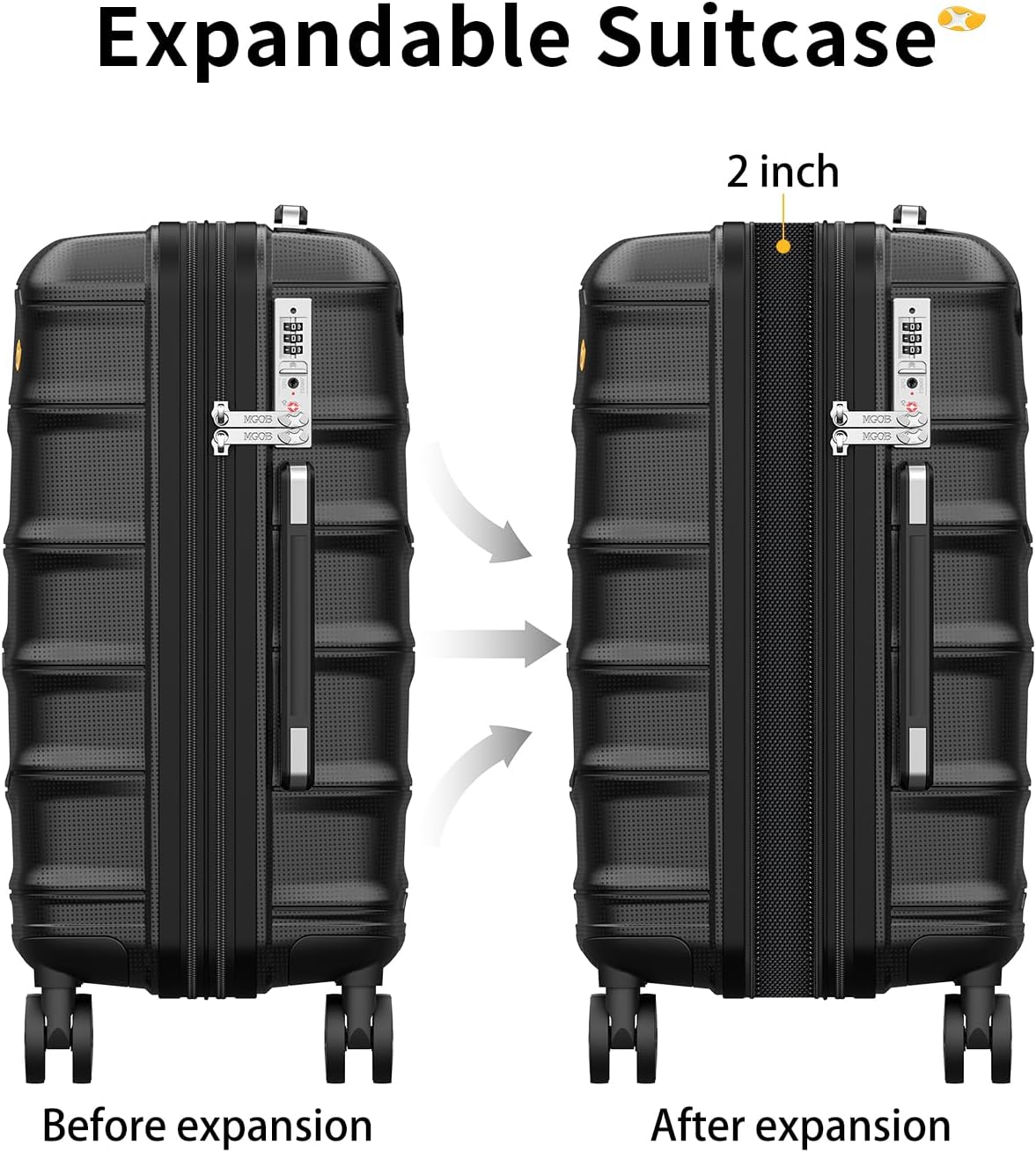 Carry On Luggage 22x14x9 Airline Approved, 20 Inch Ultra Lightweight Hardshell Suitcase with 8 Spinner Wheels & TSA Lock, Fits United, Delta, American Airlines Overhead Bins, Black