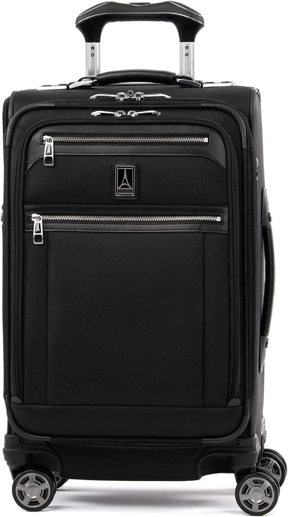 Travelpro Platinum Elite Softside Expandable Carry on Luggage, 8 Wheel Spinner Suitcase, USB Port, Suiter, Men and Women, Shadow Black, Carry On 21-Inch