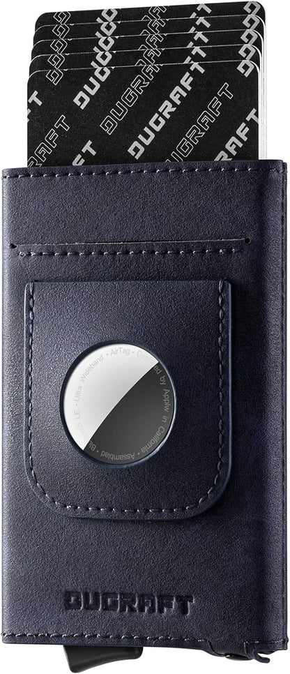 DUGRAFT Pop Up Wallet with AirTag Holder, RFID Blocking Air Tag Wallet with Money Clip Smart Credit Card Holder Wallet for Men(AirTag Not Included)
