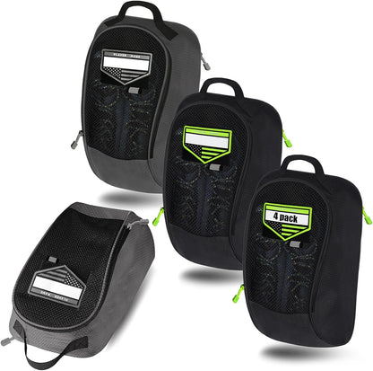 Shoe Bag Golf Travel Soccer Gym Sport with Side Accessory Outside Pocket for Socks Shoe Pouch Portable Large Shoe Storage Bag for Packing Zippered (Black Grey)