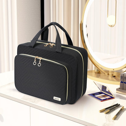 BAGAIL Hanging Toiletry Bag for Women Water-resistant Cosmetic Bag Large Capacity Travel Makeup Organizer for Full-Sized Travel Essentials(Standard, Black)