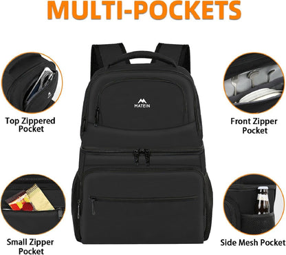 MATEIN Cooler Backpack, 26 Cans Insulated Lunch Backpack for Men Women, Leakproof Double Layer Lunch Cooler Bag Lightweight Soft Lunch Backpack with Cooler Compartment, Beach Camping Hiking Beer Gifts