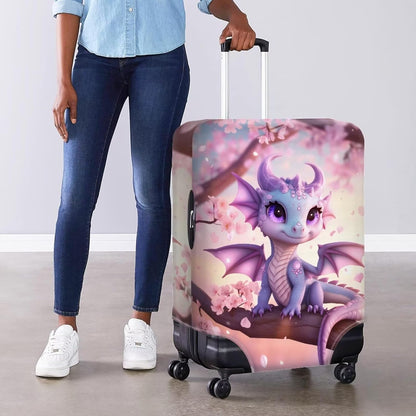 Dragon Suitcase Cover Elastic Thickness Travel Luggage Protector with Invisible Zip Washable Anti-Scratch Luggage Covers Universal Fits 26-29'' Spandex Baggage Case, Cherry Floral