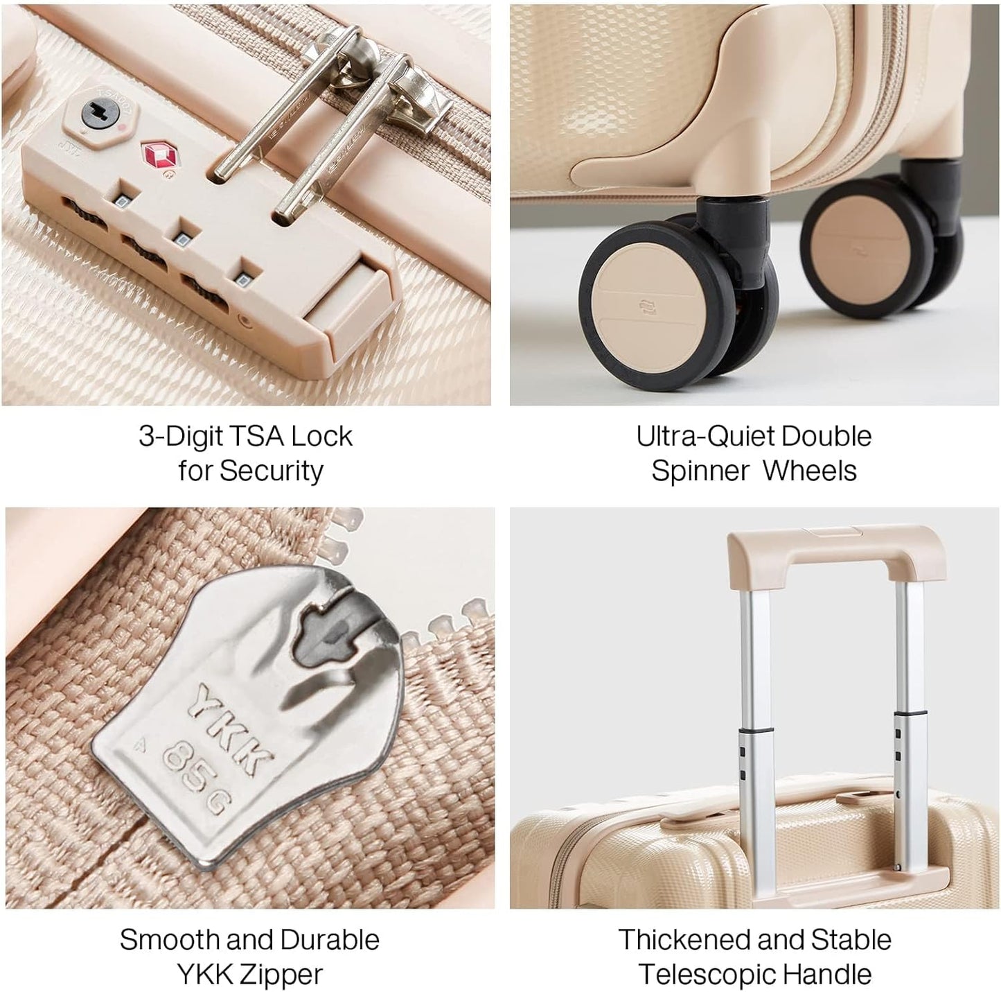 Hanke 20/29 Inch Carry On Luggage Sets 2 Piece Hard Shell Suitcases with Spinner Wheels Extra Large Travel Luggage Rolling Suitcase for Travel Nestable Storage（Cuba Sand）