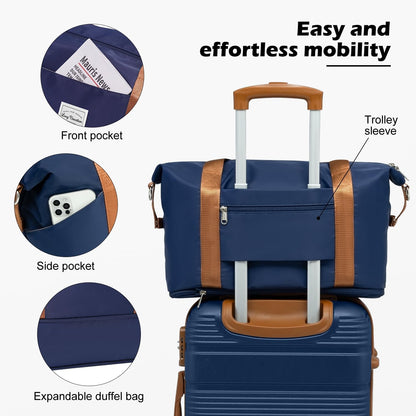 LONG VACATION 6 Piece ABS+PC Hardshell Luggage Set with Spinner Wheels, Lightweight suitcase set with TSA Lock & YKK Zipper