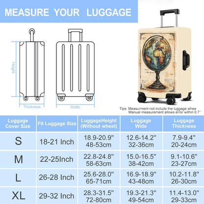 Luggage Cover Washable Suitcase Protector Anti-scratch Suitcase cover Fits 20-34 Inch Luggage (Globe, XL(32-34inch suitcase))