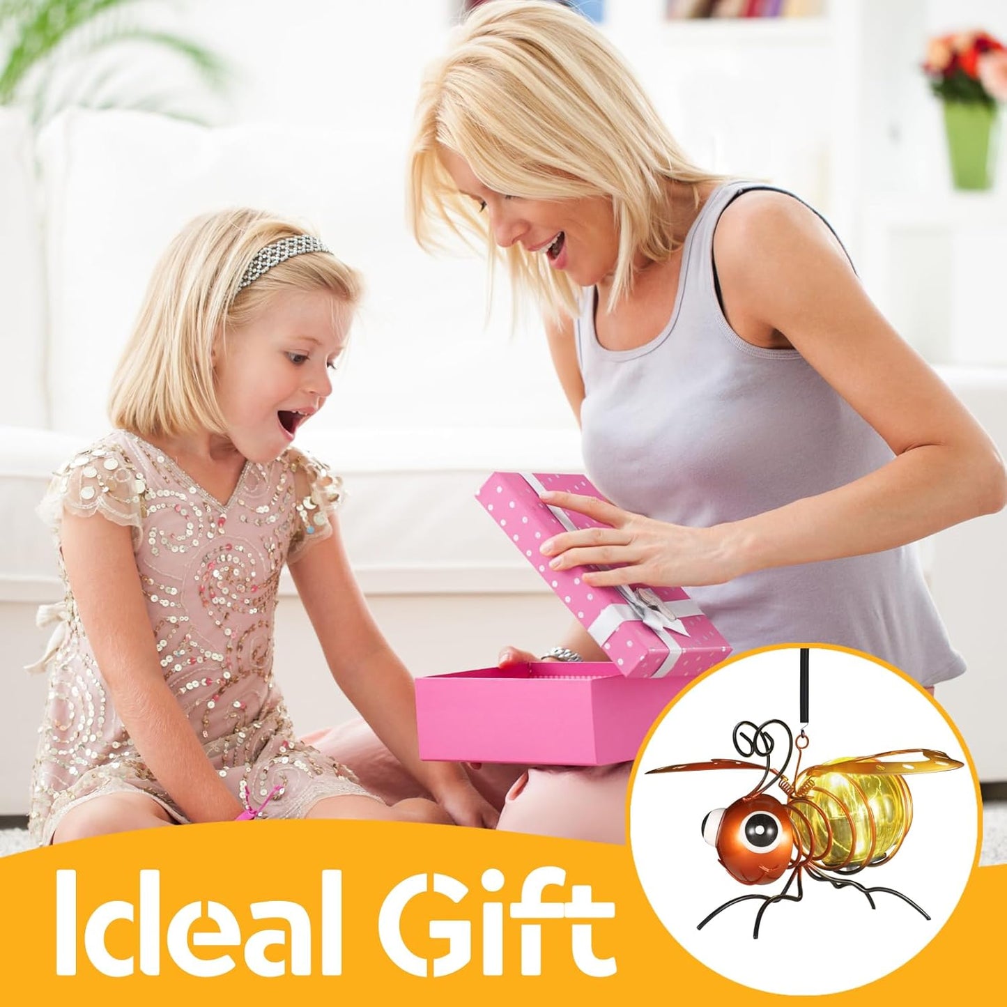 2 Pack Bee Solar Outdoor Hanging Lantern Creative Small Sculpture Lights Durable Waterproof Lamp Suitable for Festivals Garden Decor Birthday Gifts for Grandma Mom Women Girl