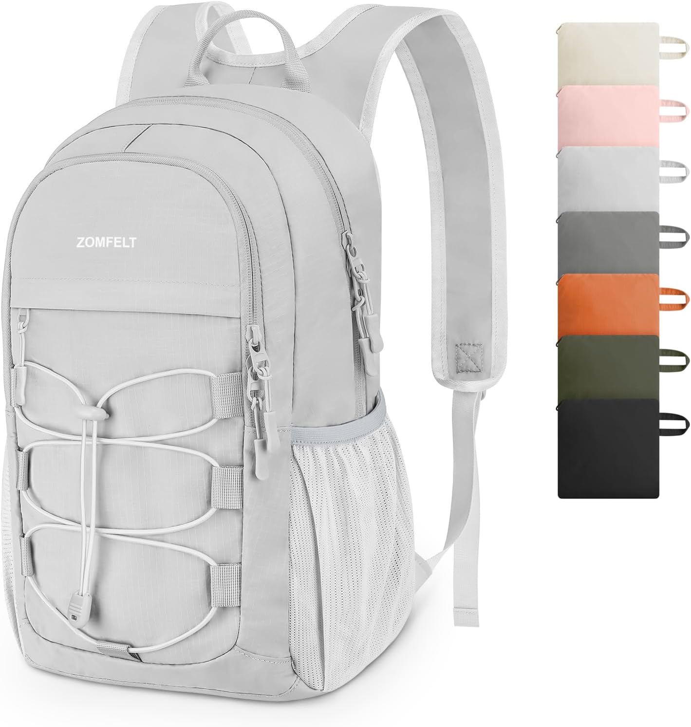 ZOMFELT Hiking Backpack for Women Men, 15L Lightweight Packable Backpack for Trip, Water Resistant Small Travel Backpacks, Foldable daypack for Hiking, Walking, Cycling, Camping, Grey