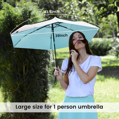 G4Free 43 Inch Travel Umbrella Ultralight UPF 50+ UV Protection Compact Sun Umbrella, Double Canopy Super Slim Small Portable Automatic Anti-bounce Close