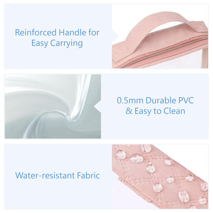 PACKISM TSA Approved Toiletry Bag, 3 Pack Clear Makeup Bags with Handle Large Opening, Clear Toiletry Bags Fit Carry-on Travel Essentials, Quart-sized Travel Bags for Toiletries, Rose Pink