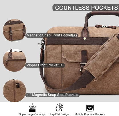 Duffle Bag for Men Waterproof Genuine Leather Canvas Travel Duffel Bags for Women Overnight Weekender Bag for Traveling