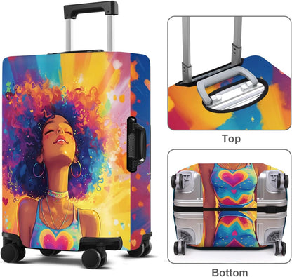 Luggage Cover Washable Suitcase Protector Anti-scratch Suitcase cover Fits 20-34 Inch Luggage (Girl-1, XL(32-34inch suitcase))