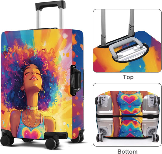 Luggage Cover Washable Suitcase Protector Anti-scratch Suitcase cover Fits 20-34 Inch Luggage (Girl-1, XL(32-34inch suitcase))