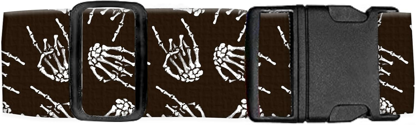 Luggage Straps for Suitcases Travel Belt Accessories, Cute Suitcase Strap, Adjustable Luggage Belt Strap, Heavy Duty with Quick-Release Buckle Luggage Strap Rock Skull Hands