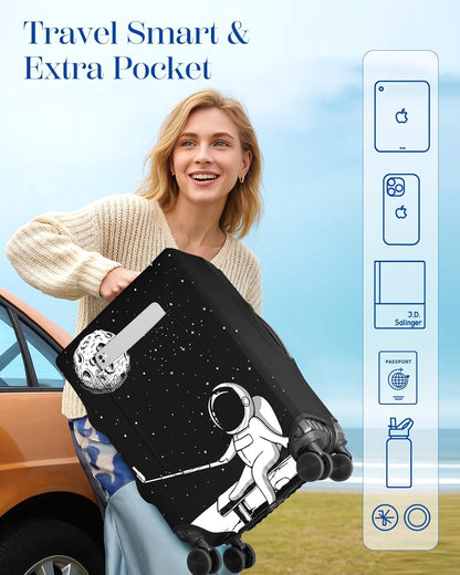 Slohif Luggage Cover for Suitcase Tsa Approved Protector - Luggage Sleeve Large Suit Case Cover Travel Stretch Baggage Case Protective Washable Fit 21-23 Inch Astronaut S