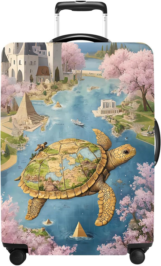 Turtle Luggage Cover Washable Suitcase Protector Anti-Scratch,Stretchable Fit for 20-34Inch Luggage Durable Travel Bag Cover with Zipper Closure (M(24-26inch suitcase))