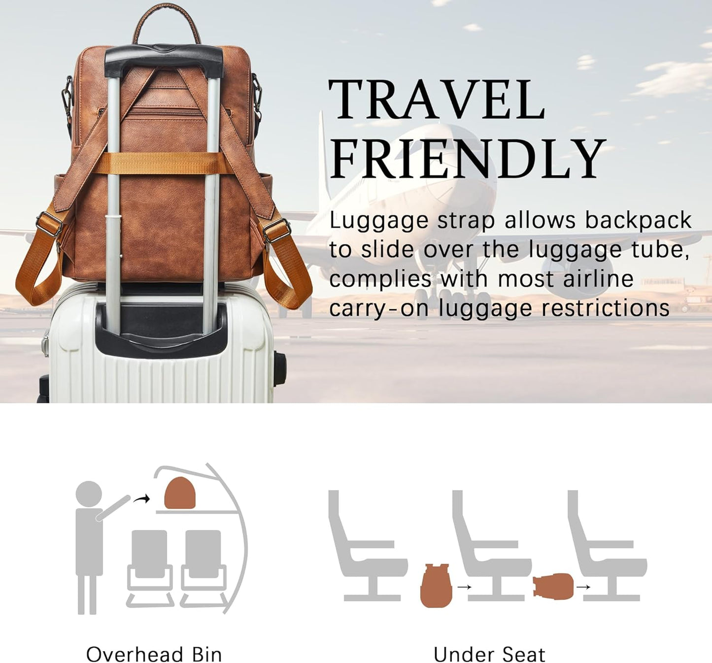 Shrrie Vegan Leather Laptop Backpack for Women 15.6 inch Work Backpack Fashion Travel Backpack Purse for Travel College Work