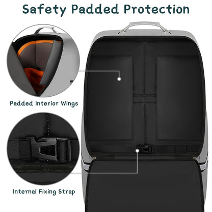 Car Seat Travel Bag,Padded Car Seats Backpack with Steel Cable Handle and Reflective Stripes, Large Durable Carseat Carrier Bag,Airport Gate Check Bag,Infant Seat Travel Bag with Shoulder Strap,Grey