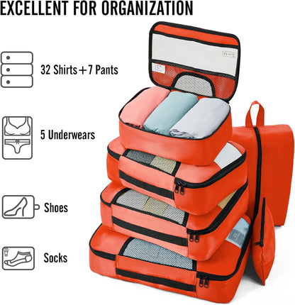Veken 8 Set Packing Cubes for Travel Essentials, Suitcase Organizer Bags in 4 Sizes, Carry-On Luggage Accessories with Large Laundry & Hanging Toiletry Bag, Must-Have for Airplane, Road Trip & Camping