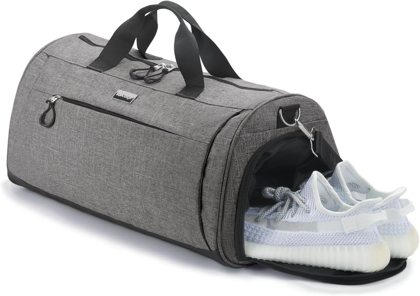 TOPDesign Gym Bag for Women & Men, Unisex Duffel Bag with Shoe Compartment & Wet Pocket for Travel Sports Gym (L Textured Grey)