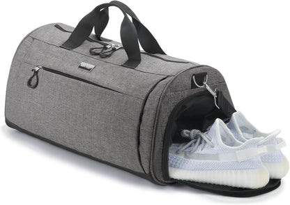 TOPDesign Gym Bag for Women & Men, Unisex Duffel Bag with Shoe Compartment & Wet Pocket for Travel Sports Gym (L Textured Grey)