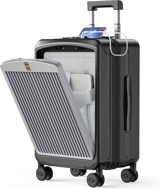 MGB Carry on Luggage 22x14x9 Airline Approved, Durable PC Hardside Suitcase with TSA Lock for Business Trip, 20 Inch Carry-on Luggage, USB Port & 360°Spinner Wheels