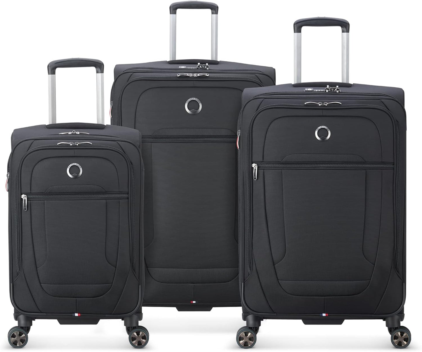 DELSEY PARIS Helium DLX Softside Expandable Luggage with Spinner Wheels, Black, 3 Piece Set (20/25/29)