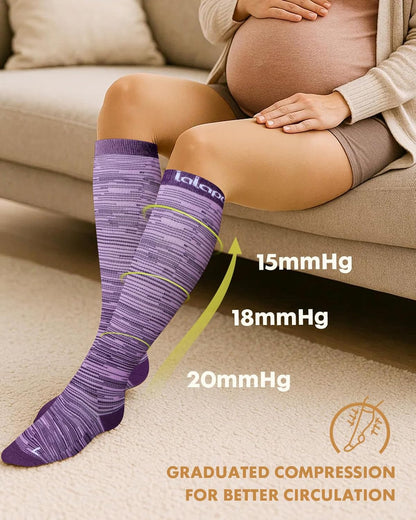 Thick Soft Cotton Compression Socks for Women Men 15-20mmHg Knee High Breathable Cotton Socks for All Day Comfort