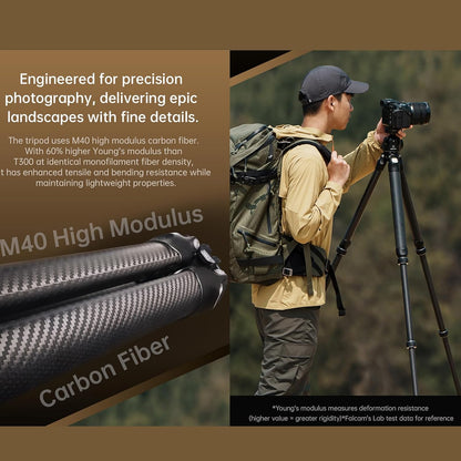 FALCAM TreeRoot Carbon Fiber Medium Tripod, 4-Section Legs, 50kg Vertical Load, 30mm Large Diameter, Quick Lock Tripod Only-T00A4901