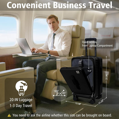 20 Inch Luggage with Spinner Wheels,Expandable Front Opening Suitcase 100% PC Hard Shell TSA Lock, Smooth Rolling Wheels, Lightweight Travel for Men and Women, Y03 Yellow Slightly Larger