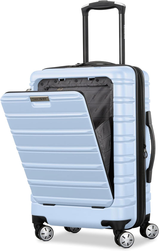 Samsonite Omni 2 Pro Carry-On Hardside Luggage with Front Entry - 360° Spinner Wheels - Scratch Resistant Hardshell - TSA, Airline-Approved - Lightweight Expandable Polycarbonate Shell - Pale Blue