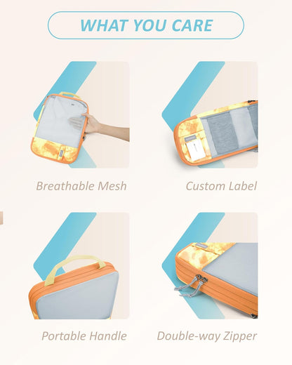 BAGSMART 6 Set Compression Packing Cubes - Lightweight Travel Essentials, Durable Luggage Organizer