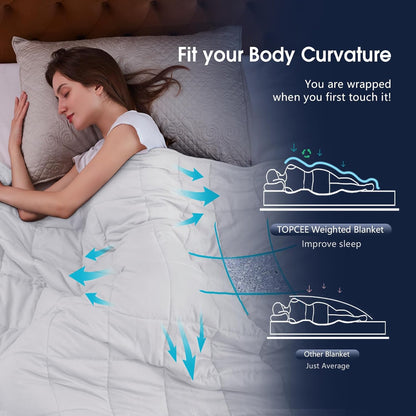 L'AGRATY Weighted Blanket - 48"x72" 20lbs Cooling Breathable Heavy Blanket with Glass Beads for Adult All-Season