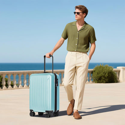KYME Suitcase Hardshell With Double Spinner Wheels, PC+ABS TSA Lock Travel Luggage (Mint Green, 20" Carry On)