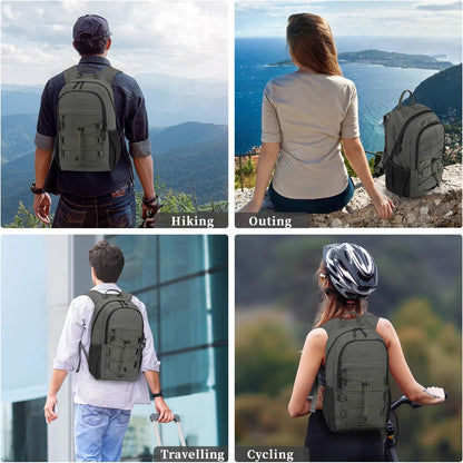 ZOMFELT Hiking Backpack for Women Men, 15L Lightweight Packable Backpacks for Trip, Water Resistant Small Travel Backpack, Foldable daypack for Hiking, Walking, Cycling, Camping, Grey & Black