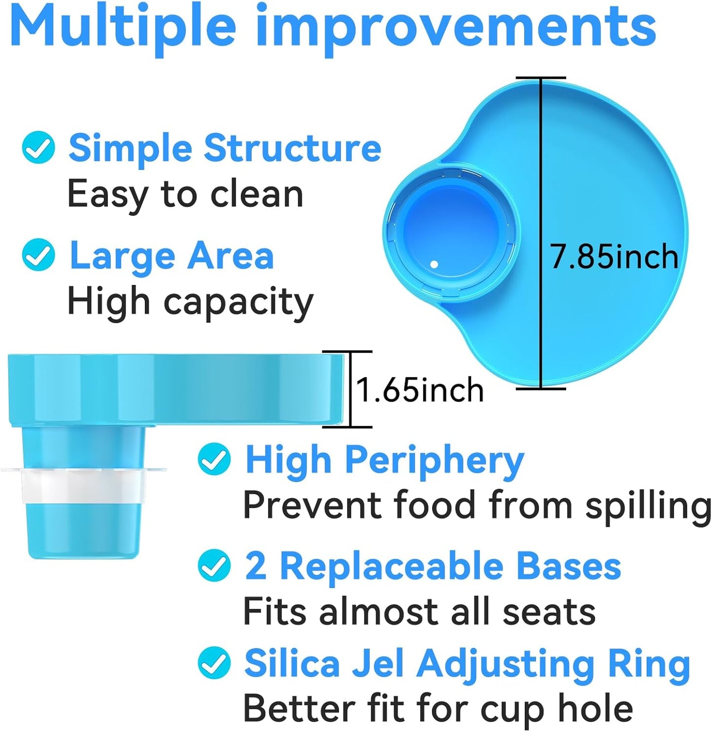 [2 Packs] Kids Car Seat Tray, Travel Tray with Cup Holder for Toddler Baby, Kids Car Seat Food Snack Organizer for Road Trip, Stroller snack Organizer Travel Must Haves (Sky Blue, 2 PCS)