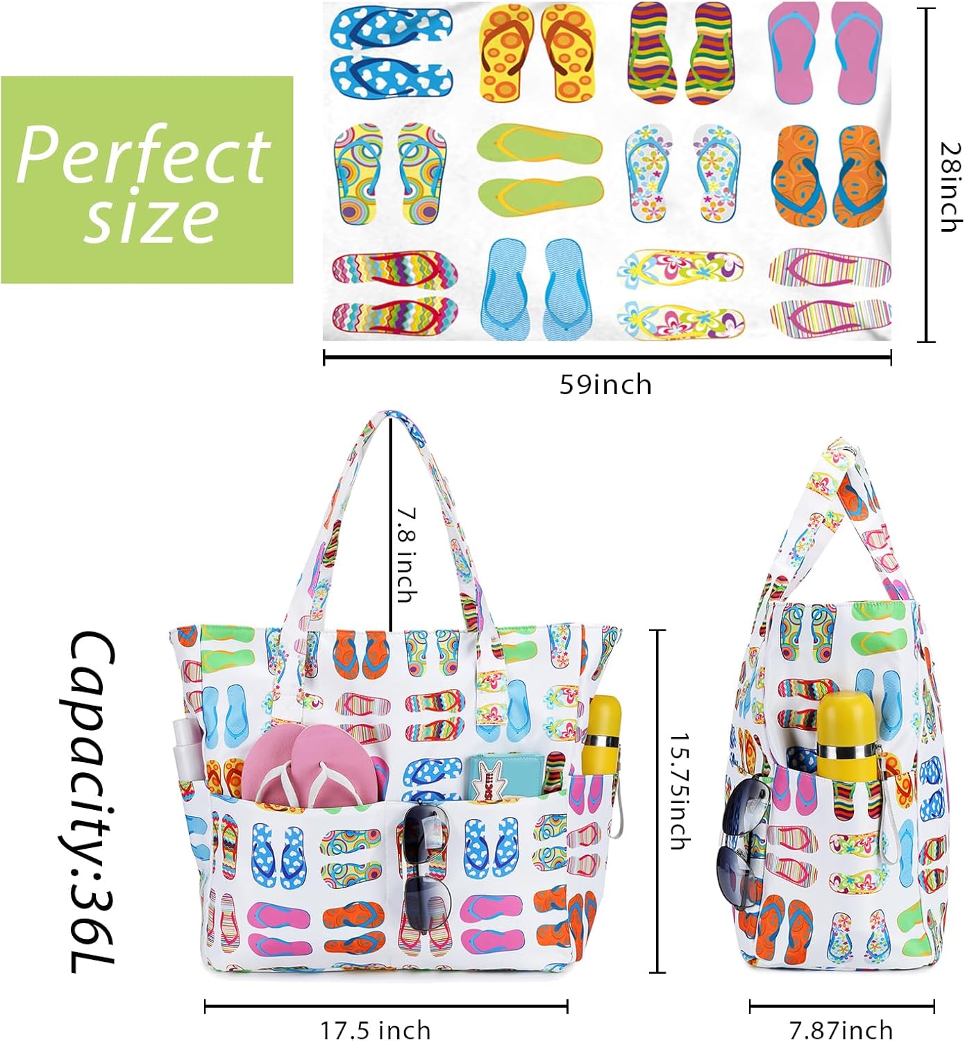 Waterproof Beach Tote Pool Bags for Women Ladies Extra Large Gym Tote Carry On Bag With Wet Compartment for Weekender Travel