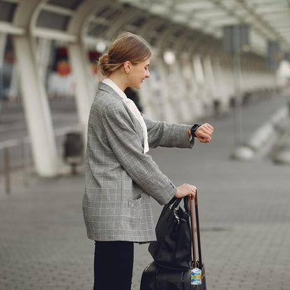 2 Pack Luggage Tag for Suitcase, Cute Unique Leather Suitcase Tags Identifiers with Privacy Name Address Labels & Durable Steel Loop for Women Men Travel