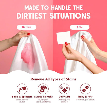 QLEAN Laundry Detergent Sheets (Travel Size 40 Loads) – Travel Laundry Detergent Sheets, Eco-Friendly Laundry Soap, HE & Standard Washer Safe, Stain Remover, Skin-Friendly - Sweet Summer Love